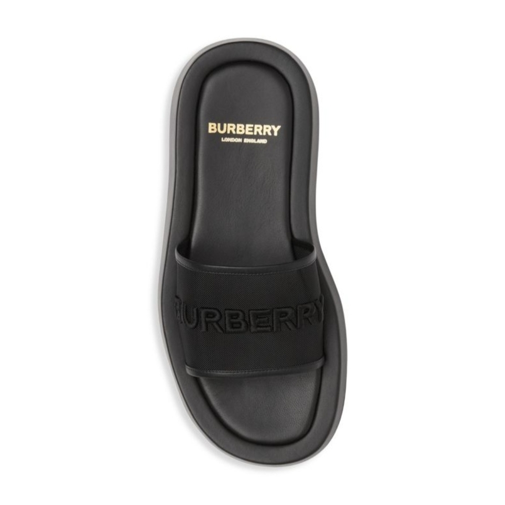 Burberry Black Slide Sandals with Embossed Logo - Picture 5 of 5